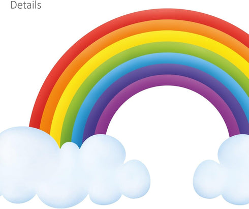 DECOWALL SG2-1713 Rainbow and Clouds Kids Wall Stickers - Wall Decals Peel and Stick Removable for Kids Nursery Bedroom