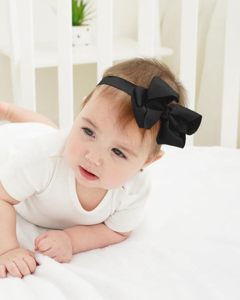 jollybows 40pcs Baby Girls Grosgrain Ribbon Hair Bows - 4" Elastic Hair Band Accessories for Infants Newborn