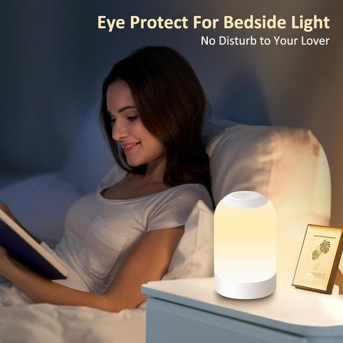 Dimmable Bedside Touch Night Light, Baby Nursery Nightlight for Kids Adults, Egg Light with Timer, Small Cordless Table