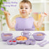mraisebossup Set 15 Setpurple Silicone Baby Feeding PcsBaby Spoons Suction Bowl Divided Plate Bib Cup Finger Brush