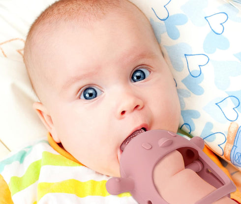 Socub Silicone Baby Teether Toy for Infants 12+ Months, BPA Free Anti-Drop Mitten for Soothing Sore Gums