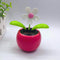Rose Red Solar Dancing Flower Car Dashboard Decorations - Funny Solar Powered Flower Pot Swinging Toy for Decor