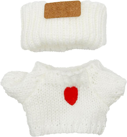 KORIYO 15cm/17cm 2-Piece Set. Doll Clothes - Cute, Handcrafted Features a Luxurious White Sweater and Matching