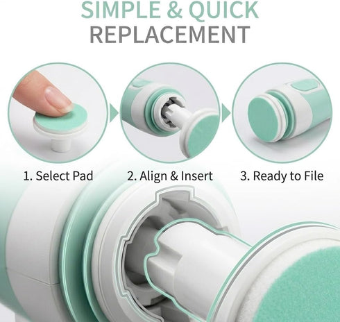 MHFOOU 24 Trimmer Trimmer, 12 (0.7 inch) Pieces Baby Nail Replacement Pads, Electric Baby Nail Grinding Heads