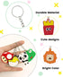 100pcs Cartoon Keychain for Kids Party Favors, Mini Cute Keyring for Classroom Prizes, 20 Colors