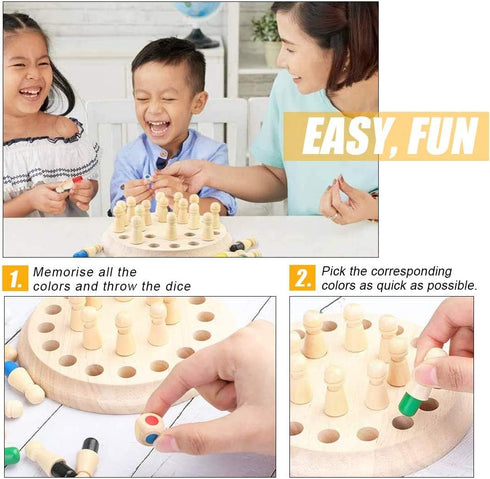 Wooden Memory Chess Matching Game - Family Board Games for Kids and Adults, Montessori Educational Toy for Ages 3-8+