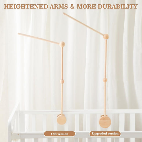 36 Inch let's make Baby Crib Mobile Arm - Wooden Mobile Arm Upgraded Adjustable Mobile Holder for Crib Mobile Hanger