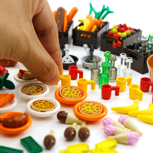 City Food Accessories - Building Block Friends Animals Bricks, People House Kitchen Farm Restaurant MOC Pieces Parts
