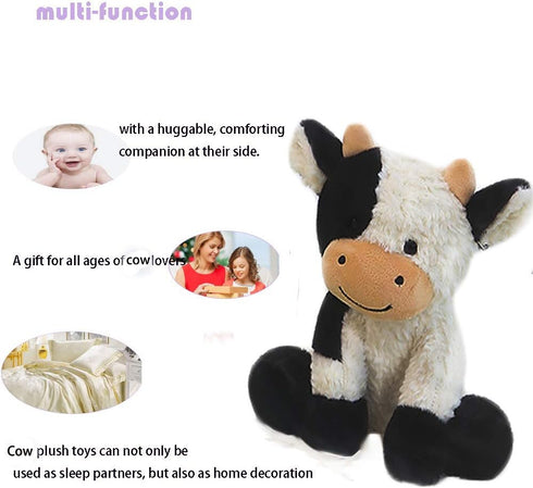 CHELEI2019 9" Cow Stuffed Animals, Soft Cuddly Plush Stuffed Animal Toy for Kids