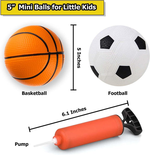 Toddler & Little Kids Basketball - 5" Mini Inflatable Balls for Indoor Outdoor Play