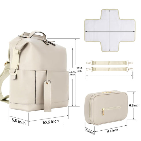 Backpack, Backpack Minsong Diaper Bag Waterproof Leather Diaper Bags With Changing Station for Baby, Fashion Nappy