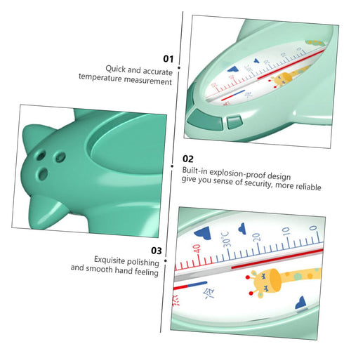 HAMPPLIES Bath Thermometer Cartoon Plane Shape Safe Water Temperature Measuring Tool Portable Green for Tub and Bath