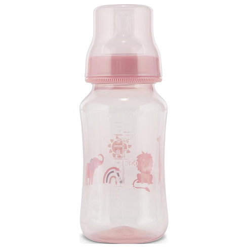 2-Pack 11 Premium Baby Bottles - Ounce, Hourglass Shape, Fun Boys and Girls Prints, Clear Cover - BPA-Free
