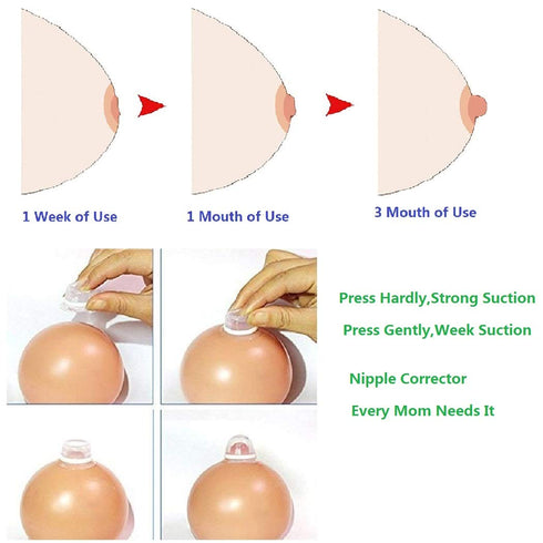 Silicone Nipple Corrector Nipplesuckers for Flat Inverted Nipples with Clear Case, 1 Pair for Breastfeeding