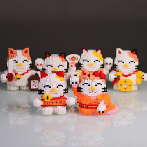 Larcele Cat Micro Building Blocks - 1163 Pieces Mini Building Toy Bricks, KLJM-02 (Fortune Cat, Model 4569)