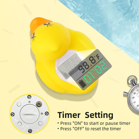 Baby Bath Tub Water Thermometer, Digital Water Temperature Thermometer & Room Thermometer, Duck Floating Toy
