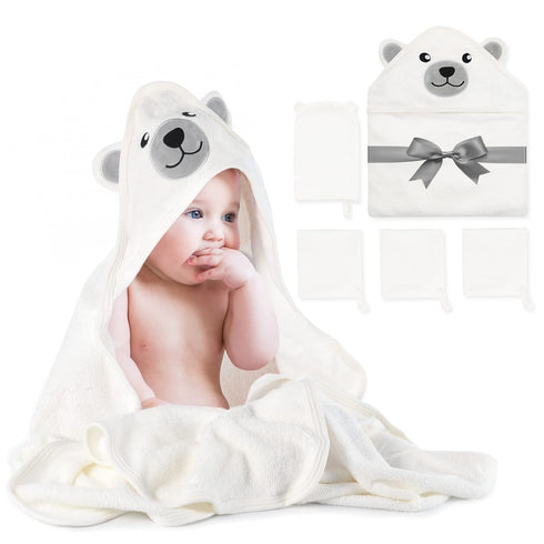 Momcozy Baby Bath Towel Set, Baby Towel with Hood and Baby Washcloth|Baby