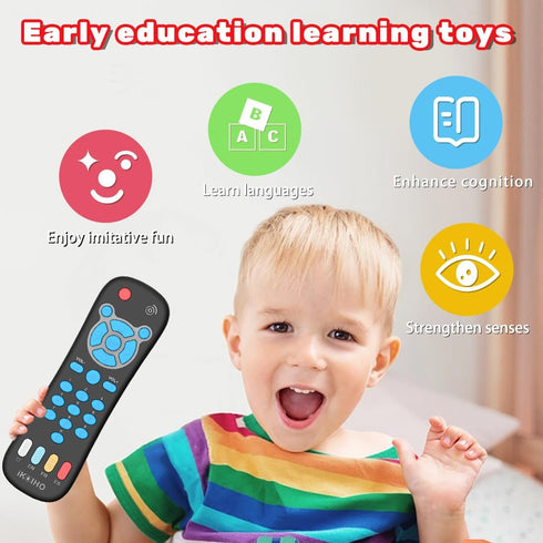 Baby Remote Control Toy for 1 Year Old Boys Girls, Realistic Toddler TV Remote with Music & Light, Early Education