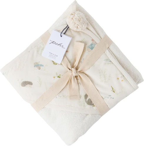 100% 30" 30" 76 76 cm PEHR Hooded Towel, Forest Fable | Absorbent French Terry & Soft Brushed Cotton | x / x