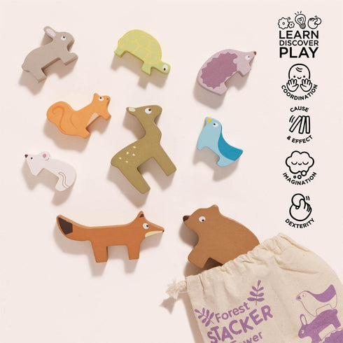 18+ Le Toy Van - Wooden Petilou Forest Stacker Puzzle & Bag Educational Balancing Activities Toy | Great Gift for Kids