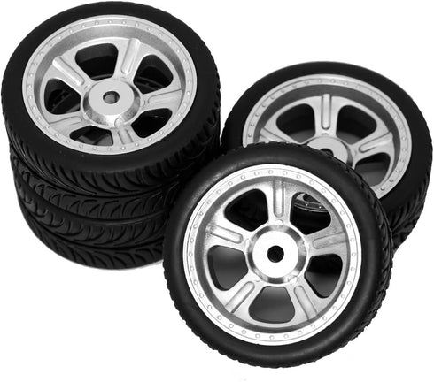 ShareGoo OD 2.55" RC 12mm Hex Plastics Wheel Rims & Rubber Tires for RC 1/10 On-Road Racing