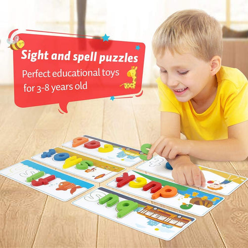 KMUYSL Learning Toys for Boys and Girls Age 2-6 - See & Spell CVC Word Builders with Alphabet Cards, Preschool Gifts