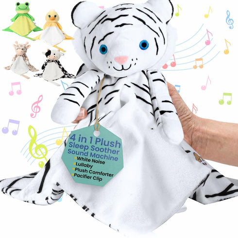 4 1 (0-3 Love By Emi in Baby Lullaby Sleep Soother Toy - Stuffed Animal Sound Machine & Pacifier Holder | Heartbeat