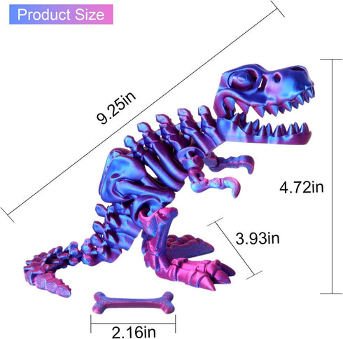 FunisFun 3D Printed Dragon with Articulated Bones - 3D Printed Dinosaur Fidget Toy Decor for Stress Relief
