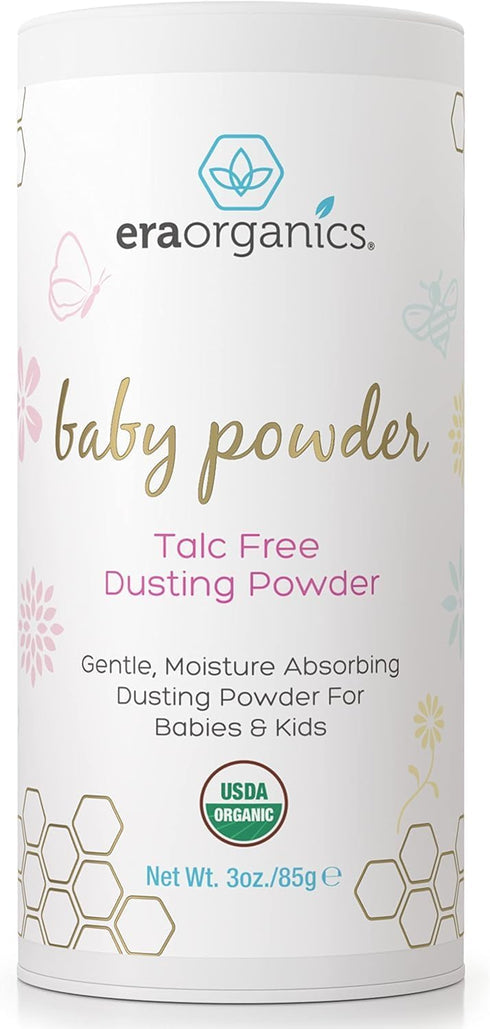 Era Organics Talc-Free Organic Baby Powder - USDA Organic Dusting Powder with
