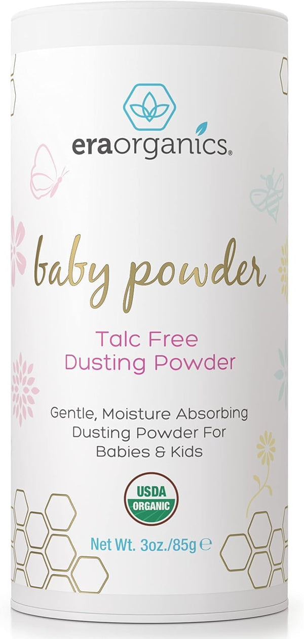 Era Organics Talc-Free Organic Baby Powder - USDA Organic Dusting Powder with
