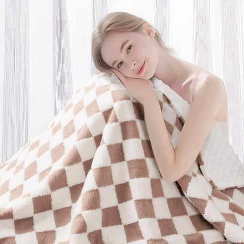FIGEPO Soft Black and White Checkered Baby Blankets for Unisex Girls or Boys Breathable Gender Neutral Nursery Double