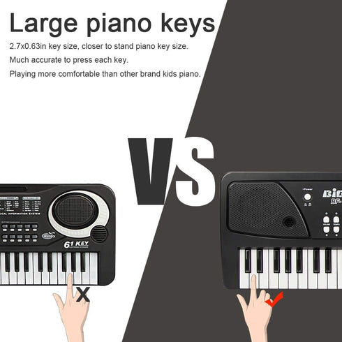 LeeQee Digital Keyboard Piano for Kids - 61 Keys Multifunction Electric Piano with Microphone for Ages 3-12 (Black)
