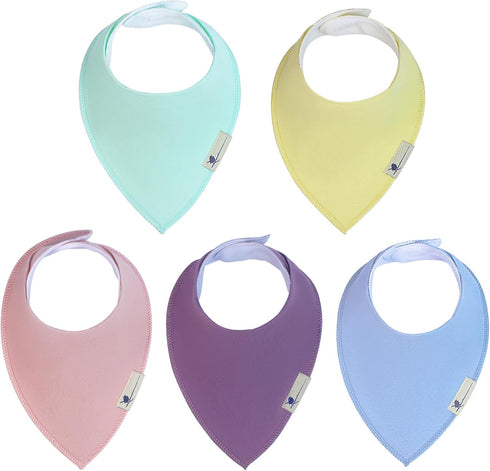 Blue Wren Baby Co Magnetic Bandana Drool Bibs 5-pack - Magnetic Closure Baby Bibs - Safe,