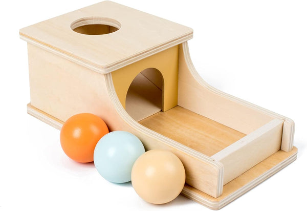 Busy Edition Montessori Toys for Babies 6-12 Months, Object Permanence Box Wooden Ball Drop Toy for Toddlers