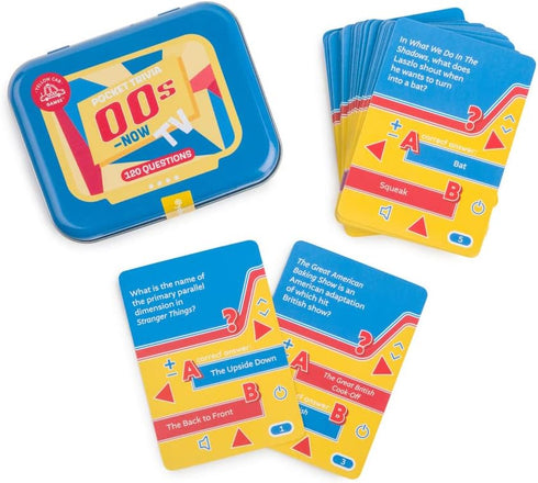 TV Trivial Pursuit Game - 00's Fun & Challenging Card Game Set 60 Cards with 120 Questions - Easy to Play Pocket Trivia Games for Adults Teenagers