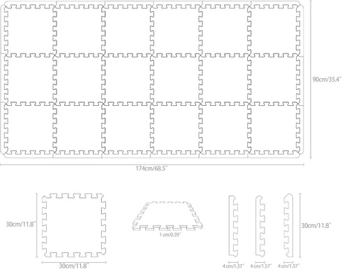 18 YOC-Jb18S18 Yostrong Tiles Interlocking Puzzle Foam Baby Play Mat with Straight Edges for Playing - EVA Babies