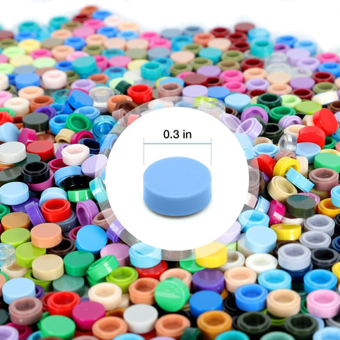 5400PCS Pixel Bricks, 1X1 Round Plates with 54 Colors and 2 Pack 10”x10” White Peel-and-Stick Baseplates Kit
