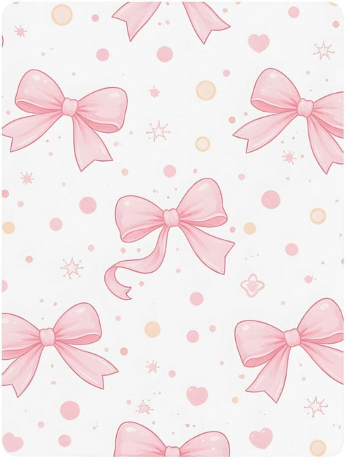 CZXW 52" 28" Pink Bows Polka Dots Crib Sheets Fitted x Natural Cotton Soft & Breathable for Baby Crib Mattress
