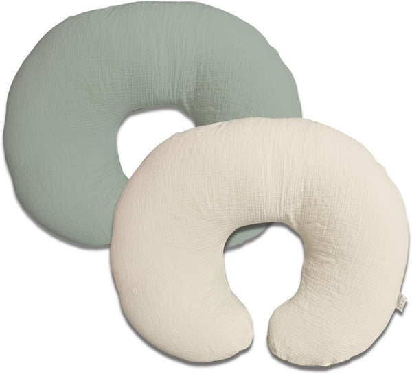 Nursing Pillow Cover, Muslin Cotton, Removable Cover for Breastfeeding Pillows, 2-Pack, Ultra-soft Baby Nursing Pillow