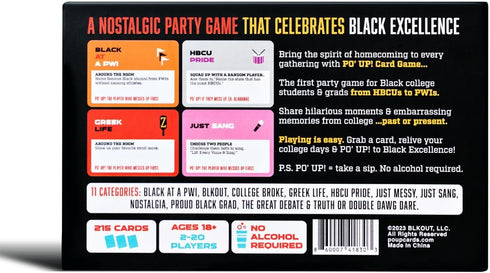 PO' UP! Card Game: College Edition - A Party Game Celebrating Black College Students, 215 Questions, 18+