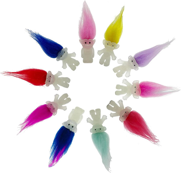 10pcs Luminous Mini Troll Dolls Glow in The Dark Vintage Action Figures