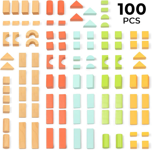 MEEYOO 100pcs 1-3, 1-3, Wooden Blocks for Toddlers Building Blocks for Toddlers Wooden Block for Baby Shower