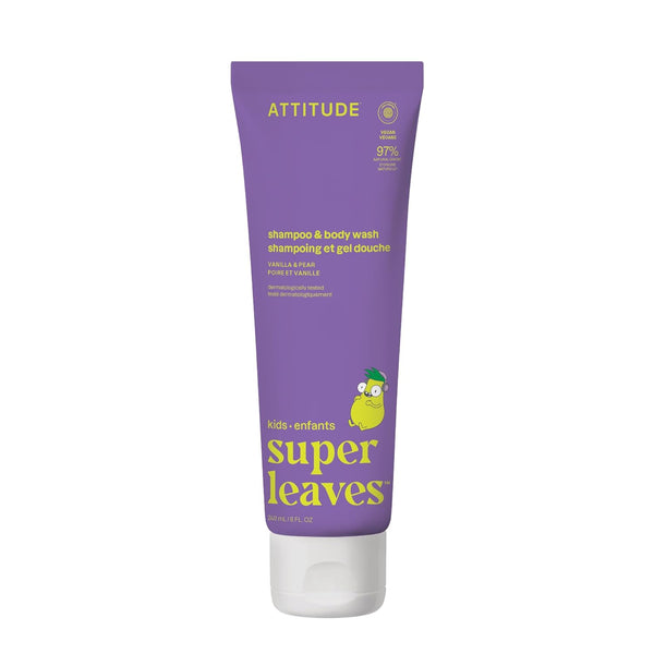 ATTITUDE Shampoo and Body Wash for Kids, EWG Verified, Dermatologically Tested, Plant-