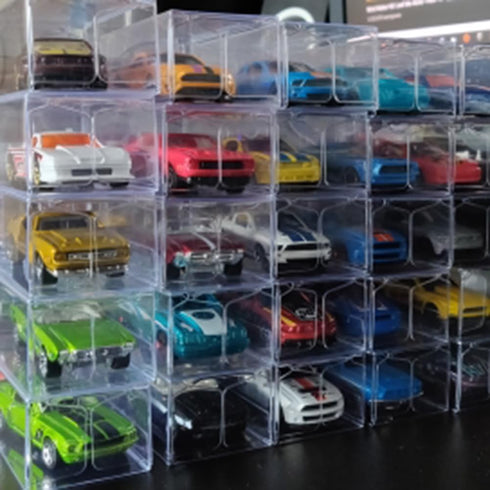 50 PCS 1/64 Scale Model Car Display Case, Transparent Toy Car Display Boxes for Hot Wheels and Matchbox Collectors