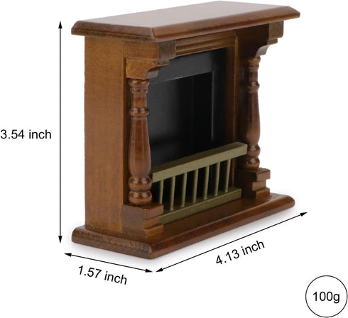 1/12 Dollhou Fireplace Scale Miniature Wooden Furniture European Style Fireplace with Surround Mini House Christmas