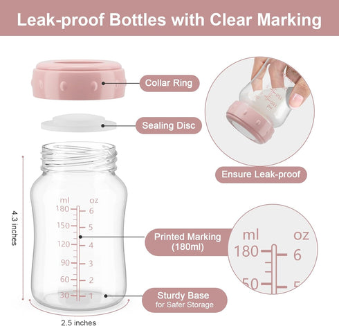 Momcozy 22oz, S1/S2/SG/9Plus 6oz, Breastmilk Storage Bottle Compatible with Breastmilk Cooler Breast Milk Containers