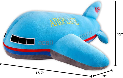 15.7 inches Stuffed Airplane Plush Toys Blue Plane Pillow,Gifts for Kids Adults