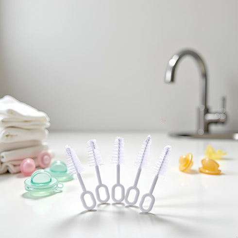 Pxiryanlow 5 Set,Nipple Pcs White Pacifier Cleaning Cleaner Nipples Brush Cleaning Tools Professional Bristle High