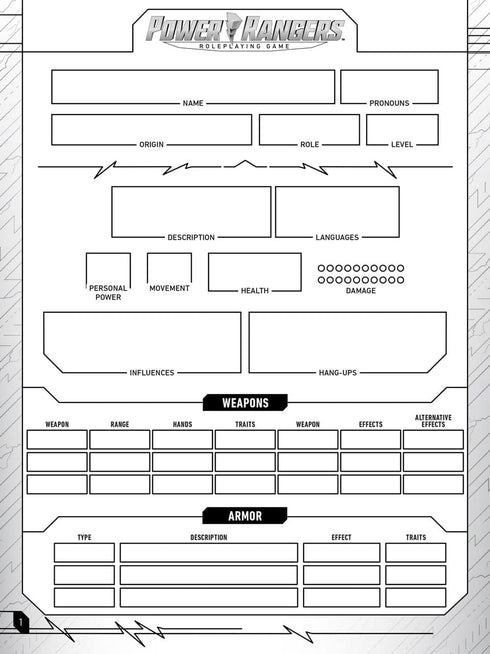 Power Rangers Roleplaying Game Expanded Character Sheet Journal by Renegade Game Studios