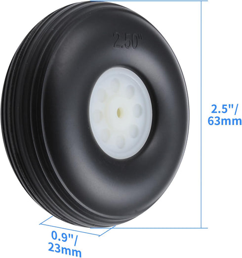 2.5" Rubber RC Airplane Tire and Wheel with Plastic Hub Sets for RC Model Aircraft(2PCS)